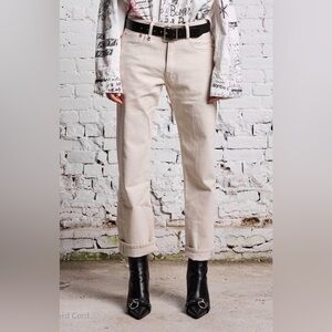 R13 Boyfriend Jean in Ecru Bedford Cord. Size 29